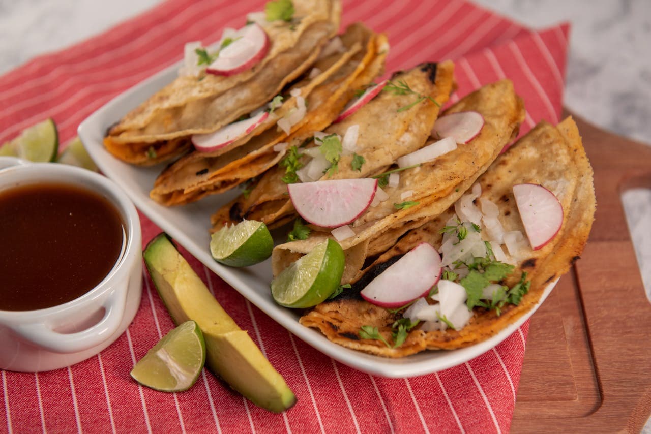 Close-up of delicious street tacos