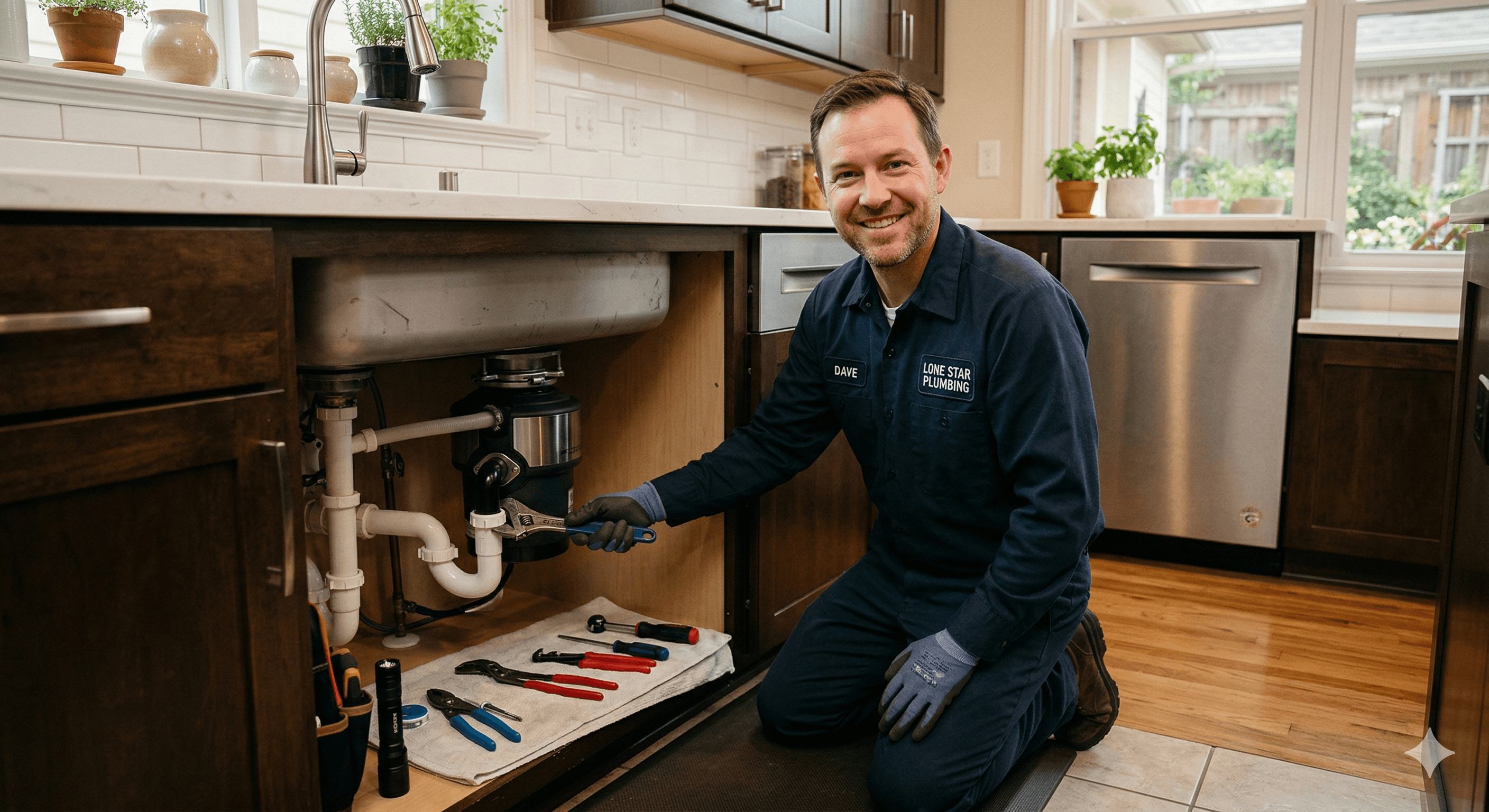 Plumber installing pipe fittings